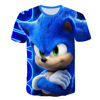 2020 Desene animate pentru Copii Sonic ariciul Albastru tricou Copii 3D Imprimate Tricou Baieti Fete Streetwear Îmbrăcăminte pentru Copii Drăguț Tricou Topuri