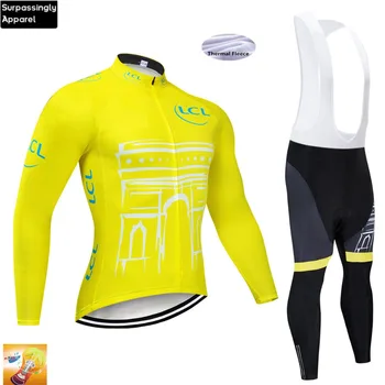 2020 Echipa Franței Ciclism Jersey 12D Gel Pad Bicicleta Îmbrăcăminte Galben MTB Ropa Ciclismo Thermal Fleece cu Bicicleta Culotte Purta
