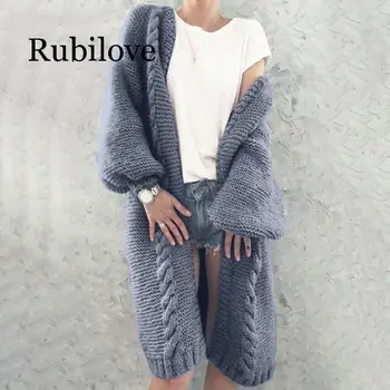 2020 Femei Culoare Solidă Cardigan Tricotate Toamna-Iarna Elegant Casual cu Maneci Lungi Vrac Secțiunea Lung Pulover Cardigan