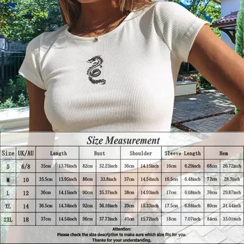 2020 Femei Culoare Solidă De Vara Cu Maneci Scurte O De Gât Dragon Imprimat Tee Tricou Slim Kawaii Harajuku Culturilor Sus
