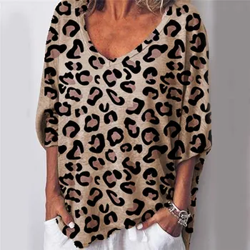 2020 Femei de Moda Casual Maneca Jumătate de Primăvară Leopard de tricou tricou Toamna Top Teuri Femme Doamnelor Tricou Haine Plus Size S-2XL