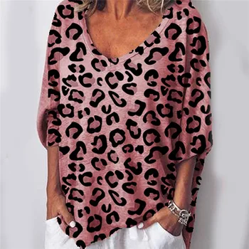 2020 Femei de Moda Casual Maneca Jumătate de Primăvară Leopard de tricou tricou Toamna Top Teuri Femme Doamnelor Tricou Haine Plus Size S-2XL