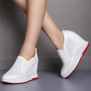 2020 Femei Respirabil Piele Naturala Pene Pompe De Toc Pantofi De Sex Feminin A Subliniat Toe Adidași De Moda Pantofi Casual Pantofi De Tenis