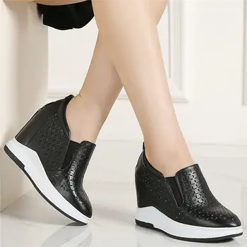 2020 Femei Respirabil Piele Naturala Pene Pompe De Toc Pantofi De Sex Feminin A Subliniat Toe Adidași De Moda Pantofi Casual Pantofi De Tenis