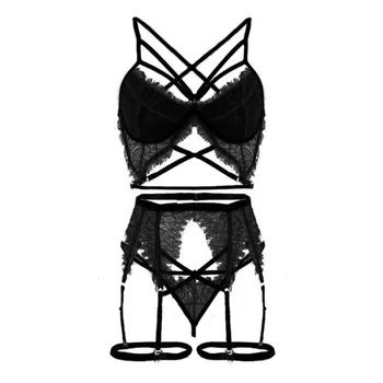 2020 Femei Set de Lenjerie Sexy Plus Dimensiune Sutien fără Fir Lenjerie Cu Jartieră S-3XL Deschide Set de Sutien G-String Lenjerie de corp, îmbrăcăminte de noapte Sutien