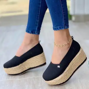 2020 Femei Vara Sandale De Moda Curea Cataramă Masiv Franjuri Capac Toc Plat Platforma Casual Doamnelor Plus Dimensiune Sandale