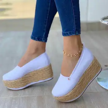 2020 Femei Vara Sandale De Moda Curea Cataramă Masiv Franjuri Capac Toc Plat Platforma Casual Doamnelor Plus Dimensiune Sandale
