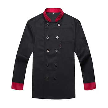 2020 Gratuit Logo-Ul De Imprimare Negru Alb Roșu Culoare Solidă Chef Sacou Strat Complet Maneca Respirabil Panificatie Chelner Restaurant Uniformă