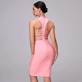 2020 Iarna Noi Sexy Bodycon Negru Roz Rosu Adânc V-Gât Rochie Bandaj Tubular De Înaltă Calitate Celebritate Rochii De Partid Vestidos