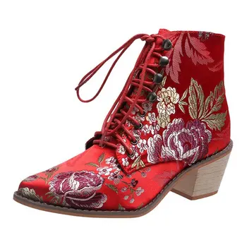 2020 Iarna pentru Femei Cizme Glezna Med Tocuri Pantofi Vintage din Piele PU Papuceii Nituri Catarama Deco Mujer Zapatos Botas Mujer