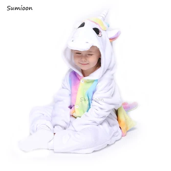 2020 Iarnă Animal Unicorn Kigurumi Pijamale Baieti Fete Anime Panda Salopeta Copii Pijamale Curcubeu Unicorn Scutece Pentru Copii