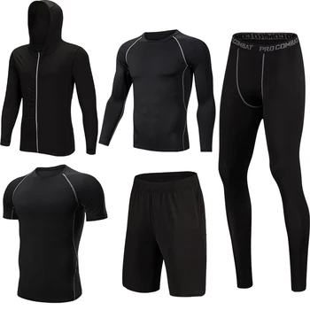 2020 iute Uscat Bărbați de Funcționare Seturi 3/4/5pcs/seturi de Compresie Costume Sportive de Baschet Dresuri Haine Sală de Fitness, Jogging Sport