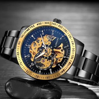 2020 Langley Faimosul Brand de Ceas de Lux de Moda de Epocă din oțel Inoxidabil Bărbați Ceas Mecanic Skeleton Barbati Automată Ceas