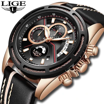 2020 LIGE Nou Mens Ceasuri de Top de Brand de Lux Cadran Mare Militar Cuarț Ceas Piele Sport Impermeabil Ceasuri Relogio Masculino