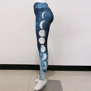 2020 Luna De Moda Albastru De Imprimare Femei Jambiere Fantezie Galaxy Design Gradient De Pantaloni De Antrenament Sexy De Fitness Jambiere
