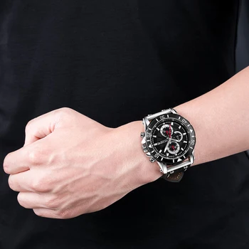 2020 MEGIR Ceas Barbati de Moda Cuarț Ceasuri din Piele Trupa Sport Cuarț Ceas Cronograf Ceas Masculin Creative Design Cadran Mare