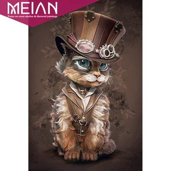 2020 MEIAN Cat DIY full diamond pictura mozaic 