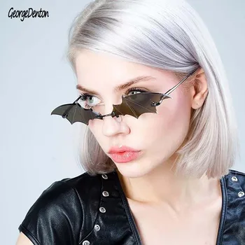 2020 Mic Ochi de Pisica ochelari de Soare pentru Femei Brand de Lux Nou fără ramă Punk Ochelari de Soare Bat Formă Unică de Ochelari de vedere Barbati UV400