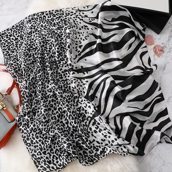 2020 Minunat Animal Leopard Zebra Model Eșarfă de Mătase Doamna de Înaltă Calitate de Imprimare Șaluri și Împachetări Pashmina furat Hijab Snood 180*90Cm