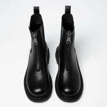 2020 Moda Cizme Femei, Cizme De Toamna Doamnelor Platforma Fermoare Cizme Negre Pantofi Femei Botas Mujer Chelsea Cizme Rotund Toe