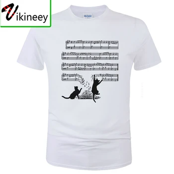 2020 Moda De Vara Din Bumbac Cu Maneci Scurte T Shirt Pentru Bărbați Pisica Amuzant Și Muzică Foaie De Imprimare T-Shirt Pisici Muzica Spectru Tee Topuri