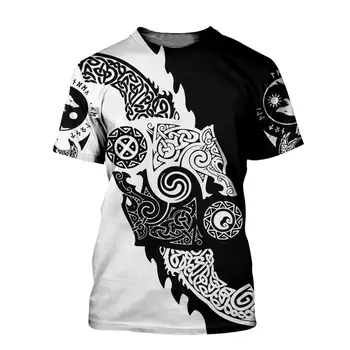2020 Moda de Vara Viking Odin Mens t-shirt Raven Tatuaj 3D Imprimate Harajuku maneca Scurta tricouri Unisex topuri Casual KJ0147