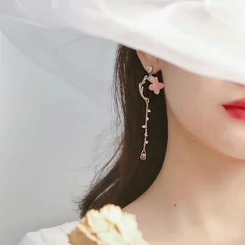 2020 moda noua temperament ciucure mic cercei floare coreean lung și subțire față Cercei