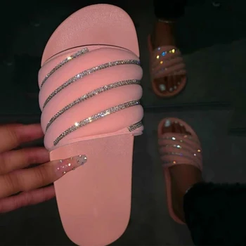 2020 Moda Pantofi de Cristal Femei Cauciuc de Vara Sandale Plate pentru Femei Papuci Peep Toe Feminin Sandalen Flip Flop Apartamente TX186