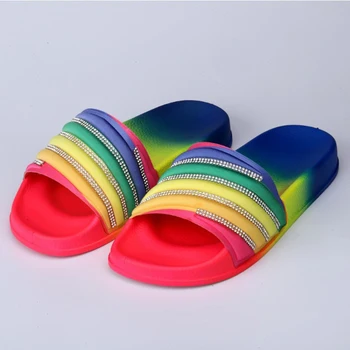 2020 Moda Pantofi de Cristal Femei Cauciuc de Vara Sandale Plate pentru Femei Papuci Peep Toe Feminin Sandalen Flip Flop Apartamente TX186