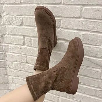2020 Moda Pantofi pentru Femei Toamna Iarna Femei Glezna Cizme Femei piele de Căprioară Cald Cizme Scurte Non-alunecare Rotund Toe Glezna Cizme pentru Femei