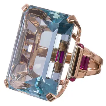 2020 new sosire de lux a crescut de aur de culoare albastru logodna inel de nunta pentru femei lady cadou de aniversare bijuterii R5468