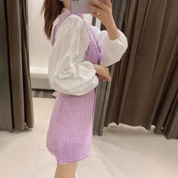 2020 NOI de Toamna pentru femei rochie violet solid butonul curea de spaghete fără mâneci deasupra genunchiului rochii de moda de sex feminin haine casual