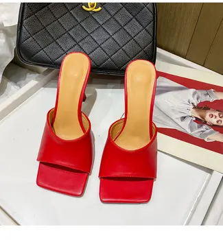 2020 Noi de Vara Femei Catâri Papuci Elegant Square Toe Tocuri inalte Papuci Doamnelor Diapozitive Pantofi Femme Zapatos Mujer