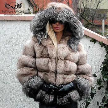 2020 Noi Scurtă De Blană De Vulpe Pentru Femei Jachete De Moda De Iarnă Palton De Lux Întreaga Piele, Haine De Blana De Vulpe Cu Gluga Groasă Haină De Blană Cald Femeie