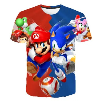 2020 Nou 3D Băieți Fete Sonic Ariciul de Imprimare de Desene animate T-Shirt Costum Copii 2020 Vara Haine Copii Haine Tee Topuri