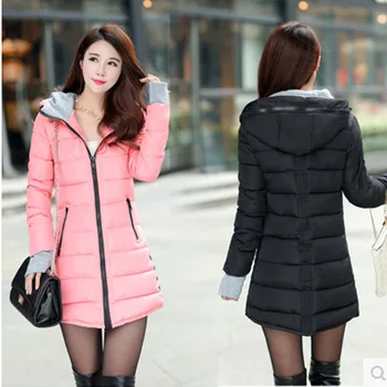 2020 Nou Cald Iarna Hanorac Slim Plus Dimensiunea Femei Paltoane Lungi De Moda Solid Jacheta De Iarna Pentru Femei Cu Glugă Și Buzunare Calitate Parka