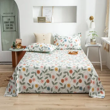2020 nou capacul de pat din bumbac 12868 foaie de plat set 3pcs/set foaie de plat + fata de perna lenjerie cu flori foaie pastorală lenjerie de pat