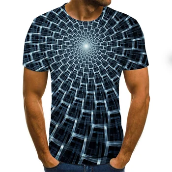 2020 nou casual pentru bărbați T-shirt de moda de vară cu mânecă scurtă 3D rotund gât topuri model vizual tricou supradimensionat de sex masculin T-shirt
