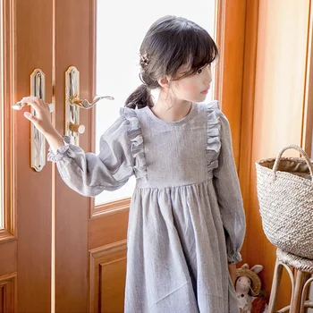 2020 Nou Copil Fata Rochie pentru Copii Rochie de Bumbac Copii Stripe Dress Proaspăt Dulce cu mâneci Lungi Copii Drăguț Rochie pentru Copil,#3347