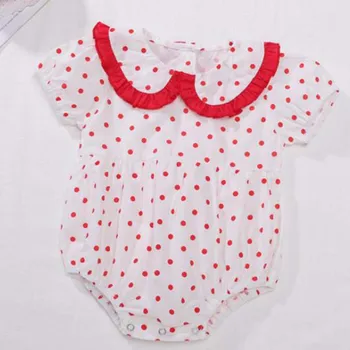 2020 Nou Copil Nou-născut Fete Papusa Guler Dot Imprimare de Costume de Vară Copilul copil Fete maneca Scurta din Bumbac Salopeta