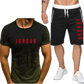 2020 nou de baschet masculin sportive două piese de personalitate Jordan print costum pentru bărbați costum de sport slim casual maneca scurta + pantaloni scurti
