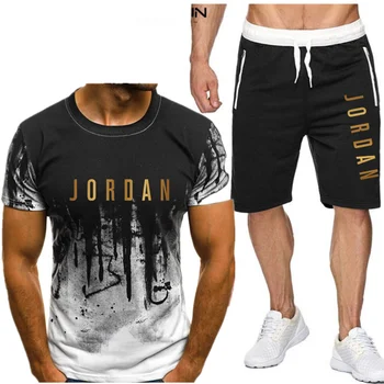 2020 nou de baschet masculin sportive două piese de personalitate Jordan print costum pentru bărbați costum de sport slim casual maneca scurta + pantaloni scurti