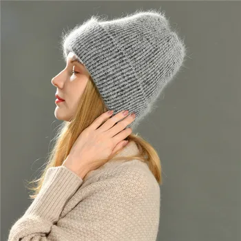 2020 Nou De Înaltă Calitate Blana De Iepure Pălărie De Iarnă Pentru Femei Căciuli Tricotate De Cașmir Pălărie De Toamnă Moale Parul Lung Iarna Capace