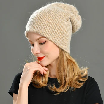2020 Nou De Înaltă Calitate Blana De Iepure Pălărie De Iarnă Pentru Femei Căciuli Tricotate De Cașmir Pălărie De Toamnă Moale Parul Lung Iarna Capace