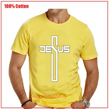 2020 Nou Design Isus Crucea alb Tipărite Bărbații să se Roage în Gât T Cămașă Creștin Isus Credința Religioasă Hristos din Bumbac de top tee