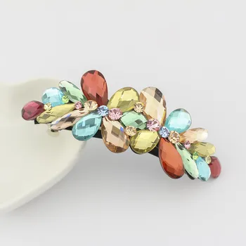 2020 Nou Design Vintage Cristal Multicolore De Flori Clip De Păr Agrafe De Păr Barrette Boutique Acetat De Accesorii De Par Pentru Femei