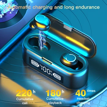 2020 Nou F9 TWS Bluetooth 5.1 Căști fără Fir, Căști 2000mAh LED Sport rezistent la apa Pavilioane 9D Căști Stereo