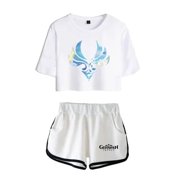 2020 Nou Joc Genshin Impact 2D Print Femei din Două Piese Set Pantaloni+tricou minunat Fierbinte de Vânzare Haine