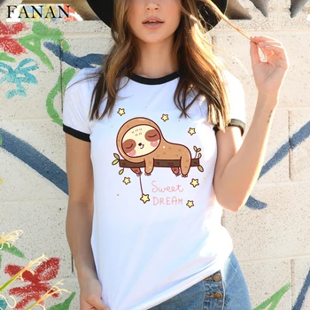 2020 Nou Lenea de Imprimare Femei T-shirt Gât Rotund Maneca Scurta Vara Tumblr Desene animate Amuzant Tricou Harajuku Tee tricou Haine Topuri