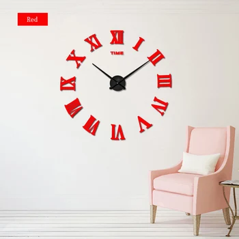 2020 nou mare roman ceas de perete acril oglindă ceasuri diy acasă decorare camera de zi autocolante de perete cu design modern